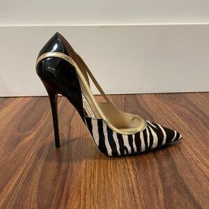 JIMMY CHOO 'Viper' Zebra Print Calf Hair Stilettos